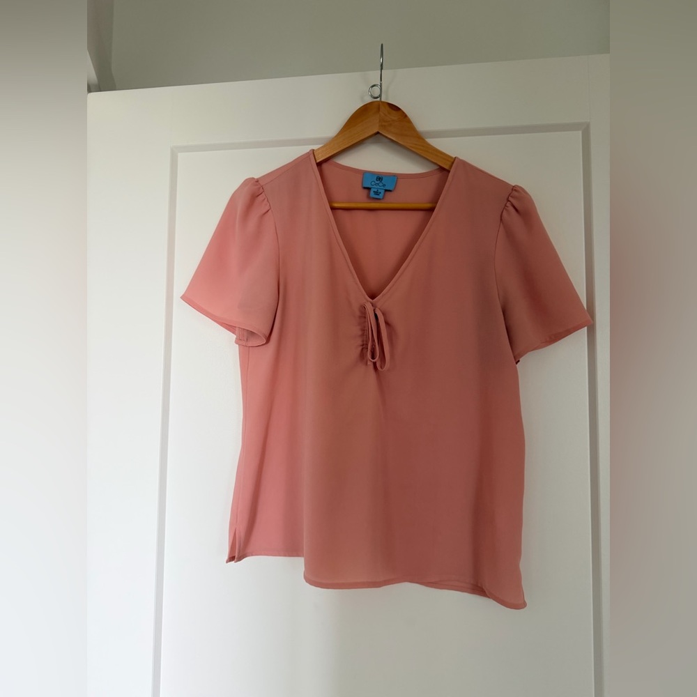 CeCe Coral V-Neck Blouse
